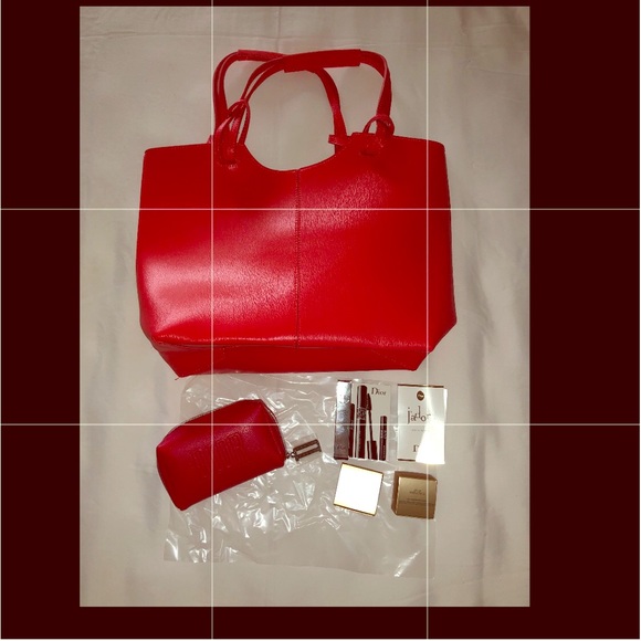 Neiman Marcus Handbags - Neiman Marcus Orange Bag W/Small Dior Makeup💄Bag